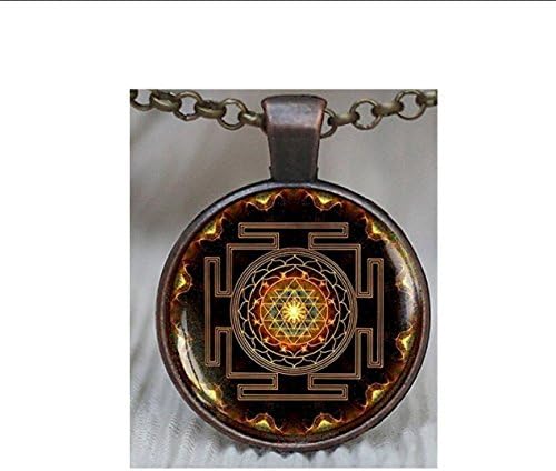 Sri yantra Sacred geometry jewelry necklace for men, Sri yantra necklace