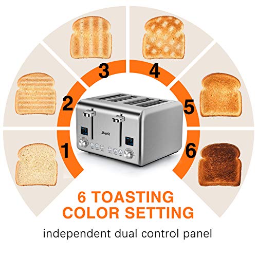 Joerid 4 Slice Toaster,9 Bread Shade Setting,Safe Stainless Steel