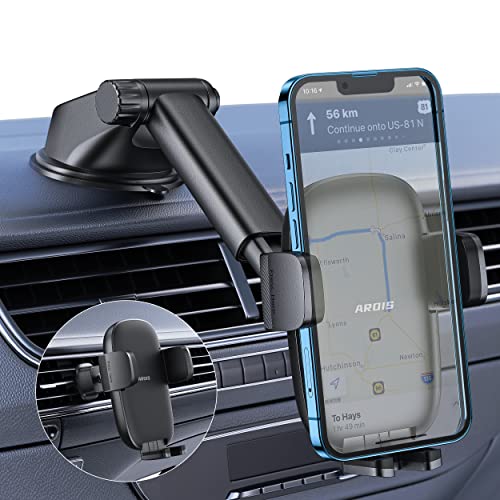 AROIS Phone Mount for Car, 3 in 1 Dashboard Windshield Air Vent Car