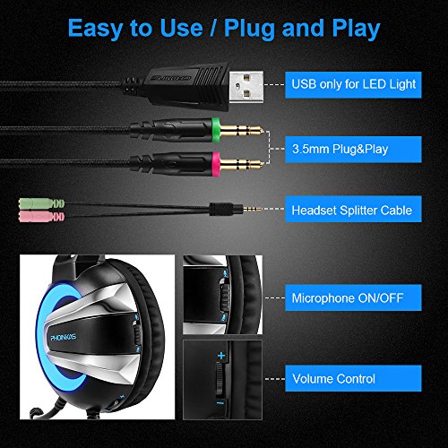 image for NiceWell Gaming Headset for PS4 Xbox One PC Game Headphone with LED Li