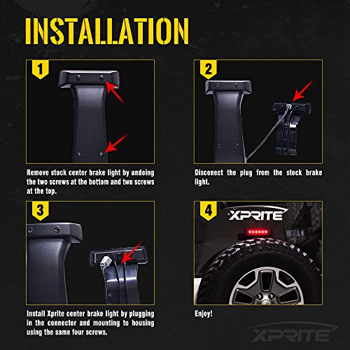 Xprite LED Third Brake Lights Tail Lights w/Smoke Lens for 2007-2018 Jeep Wrangler & Wrangler Unlimited JK - Thumbnail 5