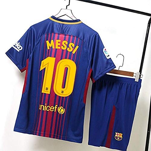 yuqier StarSoccer Messi #10 2017-2018 New FC Barcelona Home Jersey & Shorts for Kids/Youth Size