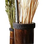 Floor Vase, Garden Decor, Wooden Vase, Wicker Flower Vase, Lodge Decor