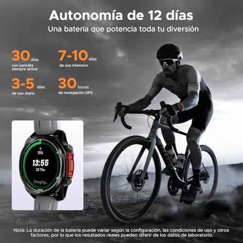 Luzglo Anywise W1 Pro Men's Smartwatch, Dual-Band GPS & Offline Maps, 5 ATM, 12 Days Autonomy, 1.43 Inch AMOLED HD, 170+ Sports Modes, Bluetooth Calling, Compatible with Android/iOS, 3 Wristbands
