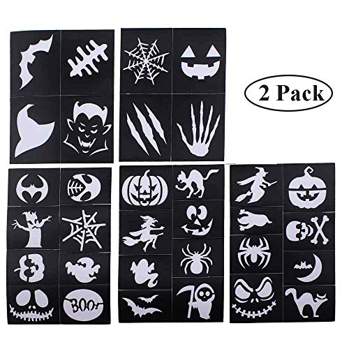 Xmasir Glitter Tattoo Stencil Kit for Kids Party Decoration Chlidren Drawing Templates Temporary Tattoo Set 2 Packs
