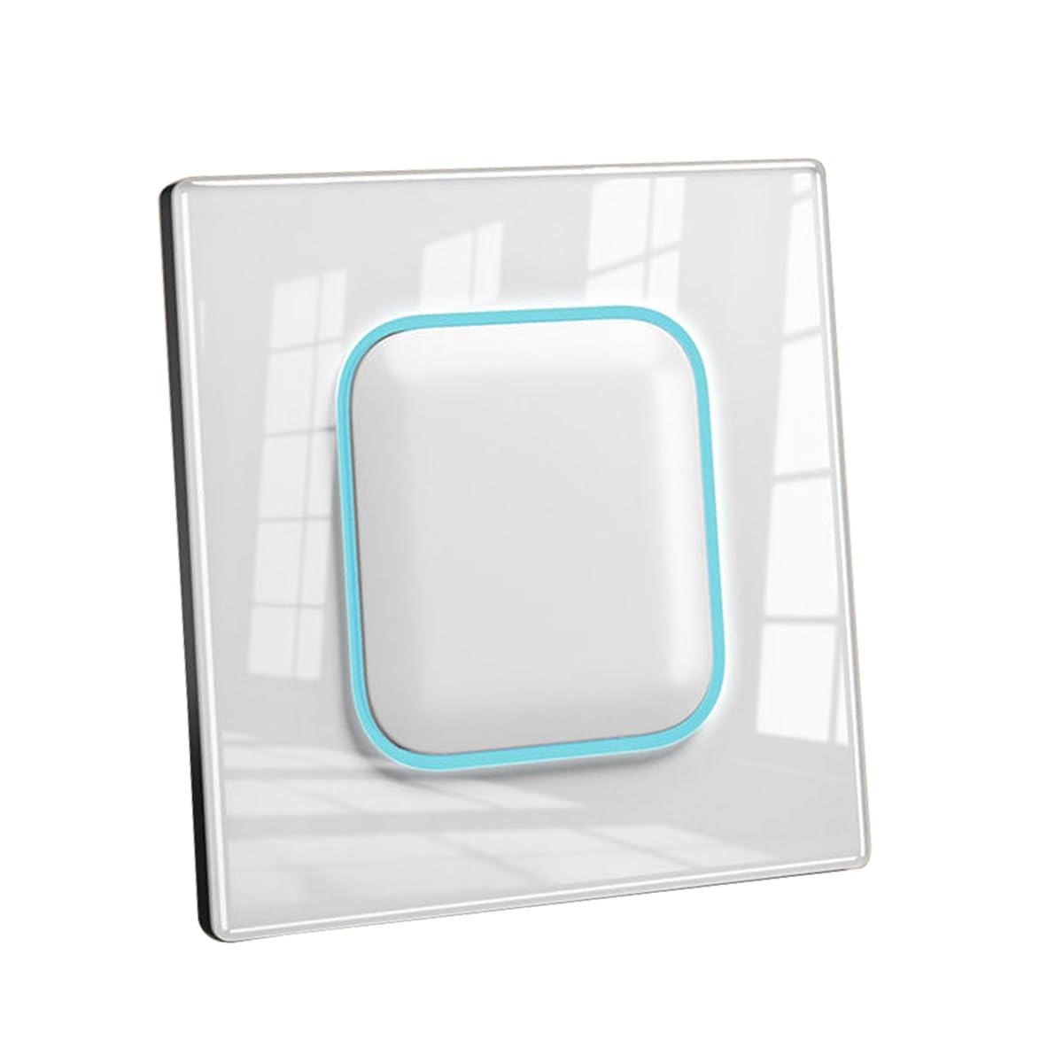 1/2/3/4 gang 2 way Black/White/Grey Tempered Glass Panel Acrylic Push Button Wall Socket Light Switch LED Indicator Lights 86mm*90mm (1 gang 2 way white)