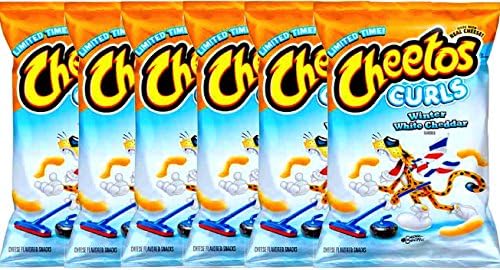 NEW Cheetos Curls Winter White Cheddar Cheese Flavored Snacks (2.62Oz, pack of 6)