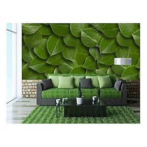 Green Leaves Background. Close up - Removable Wall Mural | Self-Adhesive Large Wallpaper - 66x96 inches