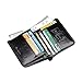 Ferricos Men Genuine Cowhide Leather vertical cross horizontal Short Purse Extra Capacity Ultra Slim Trifold Inner Pocket Wallet Card Case Cash Coin Bag Photo Holder Christmas Gift Black