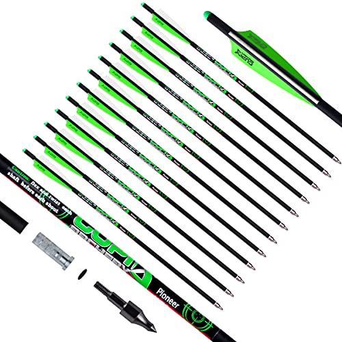 12-Pack Carbon Crossbow Bolts - 16", 18", Or 20" Hunting Arrows With 100 Grain Tips & Moon Nocks