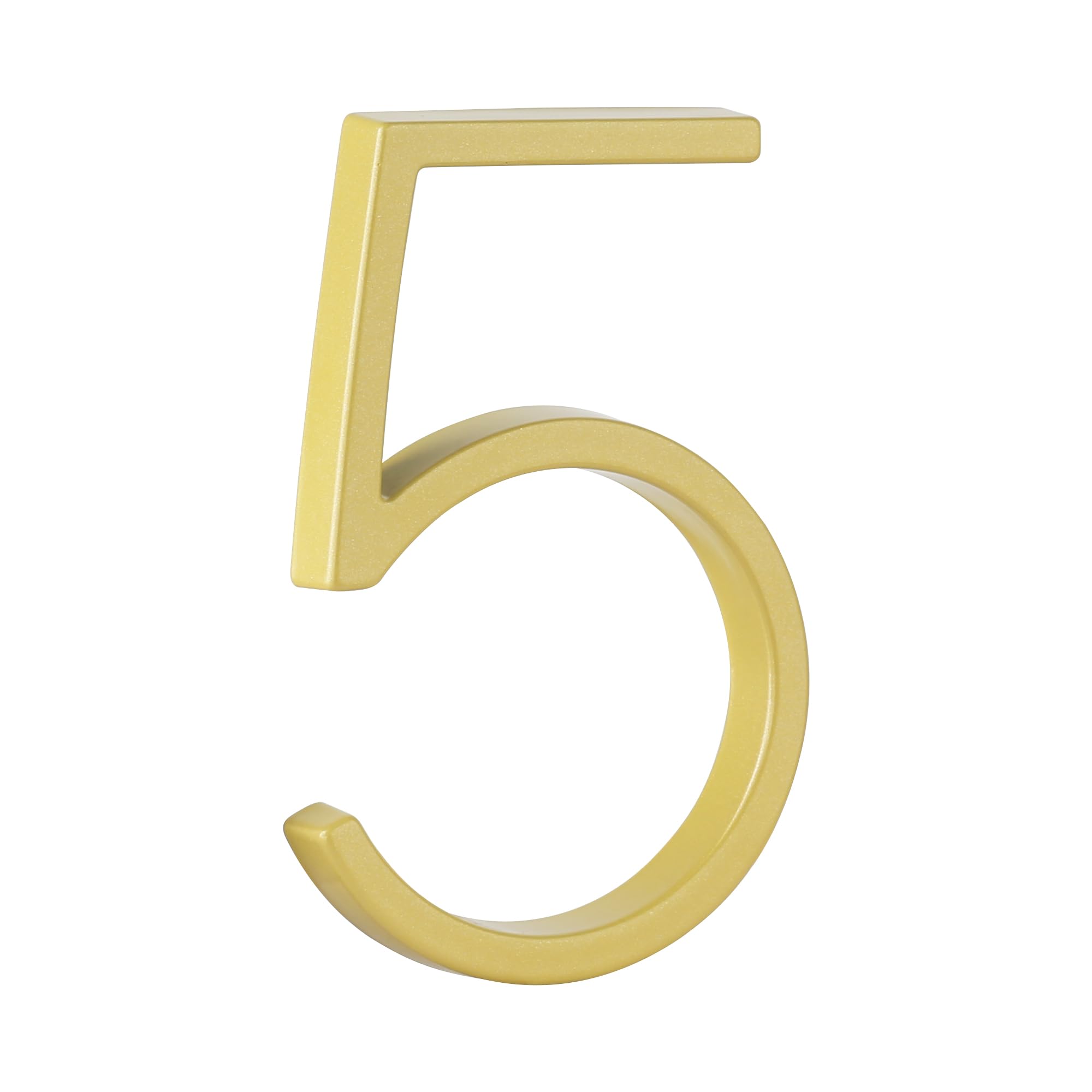 HASWARE Floating House Number Sign: 5 inch Modern Door Signage - Striking for Street Home Address Numerals (5, Golden)