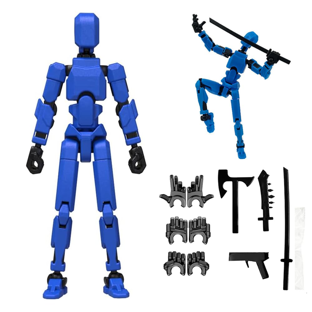DANONI Titan 13 Action Figure Set, 3D Printed Multi-Jointed Movable Robot Action Figure, Decorations for Action Figures - Assembly Completed(Assembly Completed-Blue)