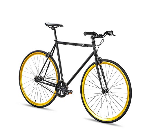 6KU Nebula 2 Fixed Gear Bicycle, Matte Black/Gold, 58cm