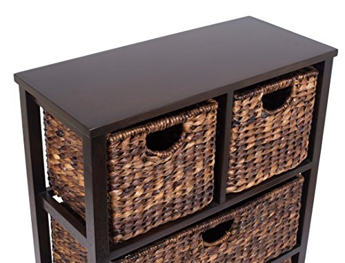 Birdrock Home Seagrass Cubby Dresser 4 Drawer Bins Decorative