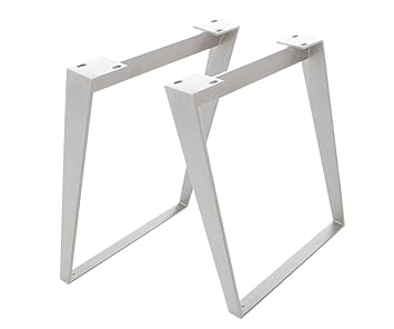 DELIFE Tischgestell Edelstahl gebürstet schräg 7,5x1,2 cm Tischbeine Gestell (2er Set)