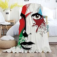Ylljy00 David Bowie Decor,Throw Blankets,Flannel Plush Velvety Super Soft Cozy Warm with/Bowies Eyes Ziggy Stardust Expression Inspired Artwork Colorful Splashes/Printed Pattern(50"x 60"),Multicolor
