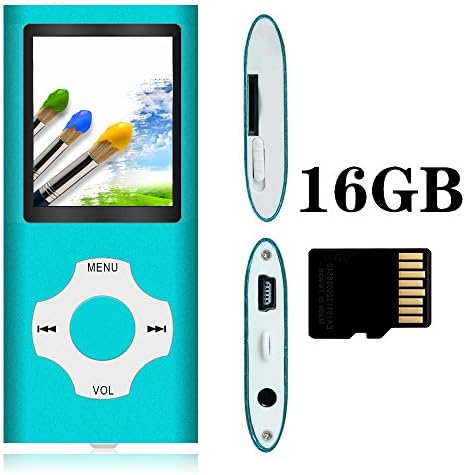 Tomameri - MP3 / MP4 Player with Rhombic Button, Including a 16 GB Micro SD Card and Maximum support 32GB, Compact Music &amp; Video Player, Photo Viewer, Video and Voice Recorder Supported - Blue