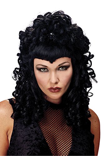 UHC Spider Queen Widows Peak Goth Black Wig Halloween Costume Accessory