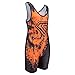 Wrestling Singlet by KO Sports Gear: ORANGE ON BLACK SKULL design - Fun, Affordable, Head Turning
