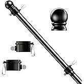 hogardeck 5 FT Black Flag Pole, Tangle Free Spinning Stainless Steel Flagpole, Suitable for 3x5 Heavy Garden Flag 1" Dia Flag Pole for House, Wall-Mounted (Without Bracket)