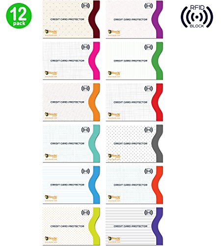 RFID Blocking Sleeves, Set With Color Coding | Identity Theft Prevention RFID Blocking Envelopes by Boxiki Travel (White) (Set of 12 Credit Card Sleeves (White))