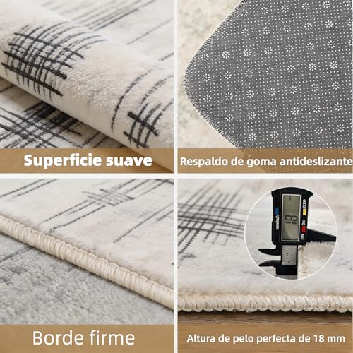 Calore - Tapetes Modernos y Abstractos para Sala de Estar/recámara/Comedor, Tapete de Pelo Medio (Gris/Beige, 6.5 ft x 9.8 ft (200×300cm))