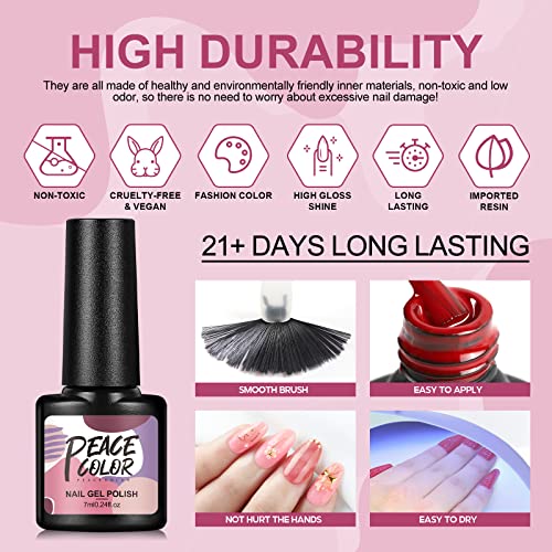 Gel Nail Polish Set with Top Base Coat 18 Colors Fall Winter Gel Polish Glitter Pink Purple Brown Glossy Soak Off Nail Gel Polish Starter Kit Nail Art Collection Gifts for Women Girls DIY Home Salon