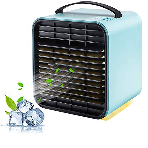 Personal Air Conditioner Fan, Portable Cooler 3 in 1 Fan, Humidifier, Purifier, Air Cooler USB Rechargeable Quiet Mini Office Home Bedroom Fan with LED Light, 3 Speeds