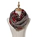 Lucky Leaf Women Thick Lattice Winter Infinity Circle Scarf Plaid & Tartan Scarves Dual Patterns(Red Black Plaid)