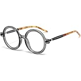 Gleyemor Retro Round Glasses for Men Women Vintage Circle Glasses Frames Costume Cosplay Eyeglasses Anti Blue Light Lens