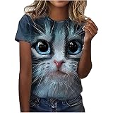 Women's Cute Cat 3D Pattern T-Shirt – Short Sleeve Casual Loose Fit Top For Summer - View #4