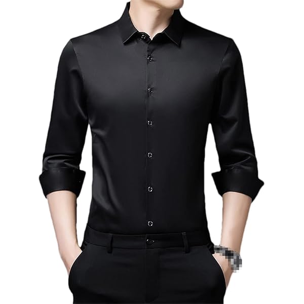 REHJJDFD Mens Shirts for Men Solid Color Long Sleeve Shirt Men