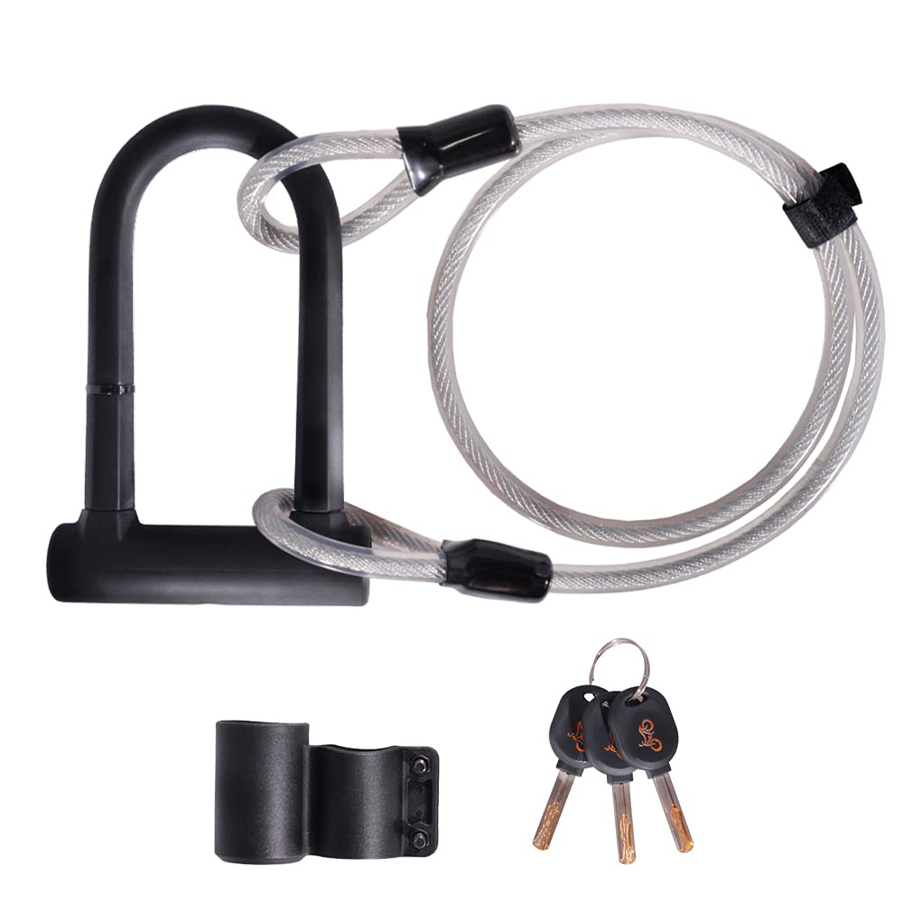 Bike U Lock with Strong Cable Heavy Duty Bicycle U-Lock 18mm U Shackle Secure Locks with Sturdy Mounting Bracket for Road Bike Mountain Bike Electric Bike Folding Bike