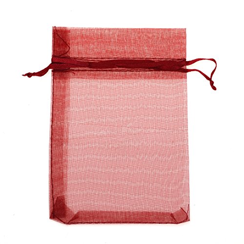 KUPOO Pack of 50PCS 6x8 Inch Organza Drawstring Gift Bag Pouch Wrap for Party/Game/Wedding (Wine red)
