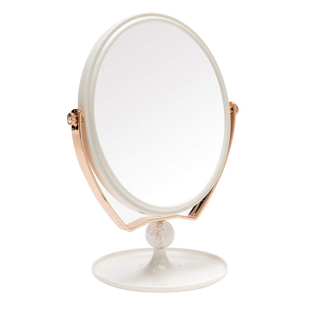 YEAKE Magnifying Makeup Vanity Mirror,ABS Plastic Double Sided 3X Magnification 360°Swivel Beauty Make Up Mirror Cosmetic Table Desk Mirror 8