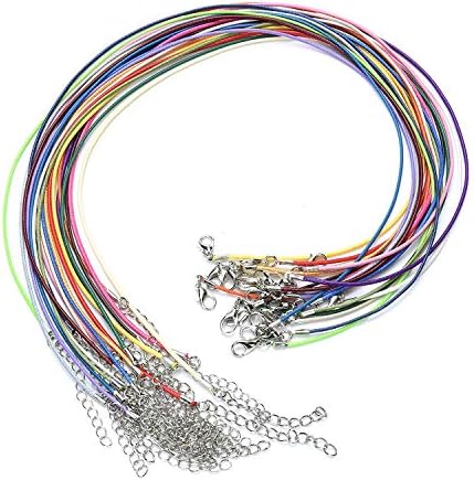 Ly Rosebush 20 Pcs 18 Inches Waxed Cotton Necklace Cord with Lobster Claw Clasp for Bracelets Jewelry Making DIY Jewelry Making (1 pcs per Color)