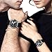OOFIT Black Leather Romantic Silver Pair Wrist Watches for Couple Men Women (Set of 2)