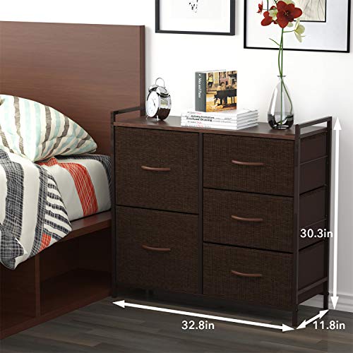 ROMOON Dresser Organizer with 5 Drawers, Fabric dresser tower for