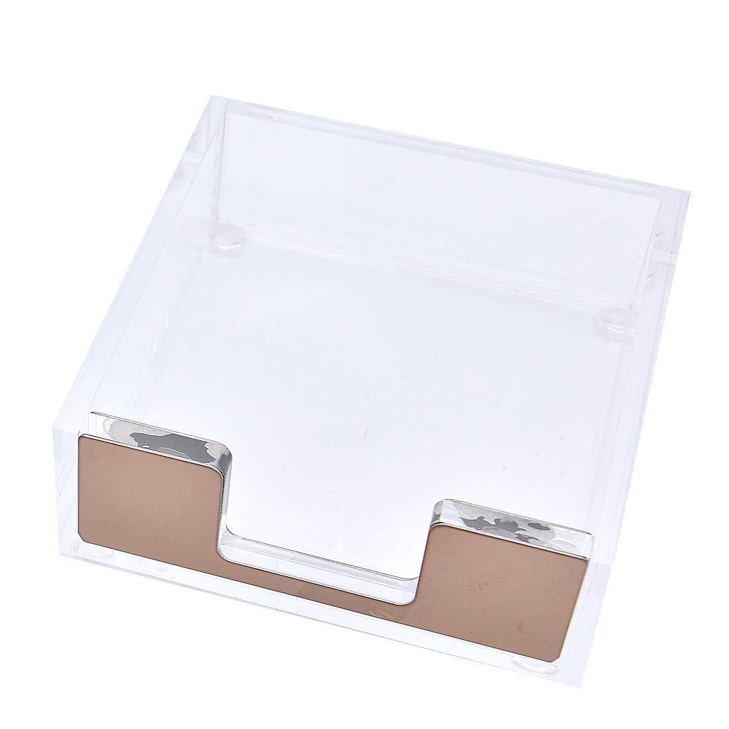 SIPLIV Clear Acrylic Sticky Note Holder Sticky Note Dispenser Memo Pad Holder Box Message Pad Notice Storage Box Business Card Dispenser Stationery for Office Home School, Gold