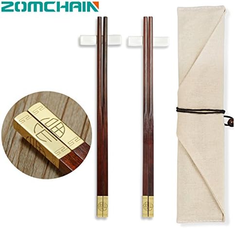 Chopsticks Reusable 2 pairs Chinese Natural Wood Chinese Style With Chopsticks Using Etiquette Guide Speecfication by Zomchain