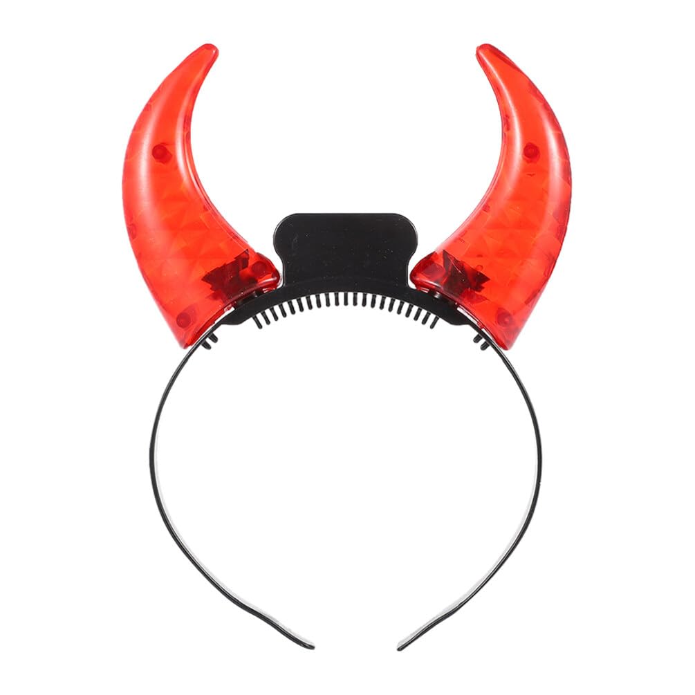 FRCOLOR LED Devil Horn Headband, Light Up Devil Horns Hairband Halloween Costume Head Boppers for Holiday Costume Party