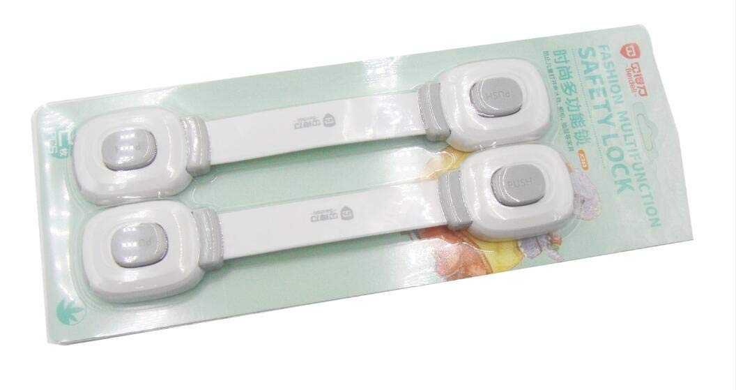 IME Child Safety Locks, Baby Proofing Cabinet Lock Adhesive Strap Latch for Drawers Cupboard Closet Appliances Door Oven Fridge Toilet Seat Refrigerator etc Pack of 2