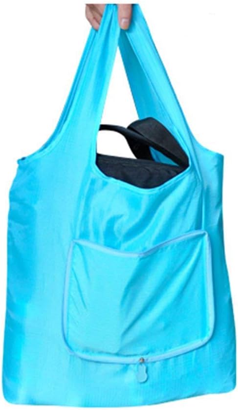 SHUYUE 2 Pack Supersize Reusable Grocery Shopping Bag Large Tote Bag Folding Travel Recycle Bag Ripstop Nylon Tote Bag Foldable Integrated Pouch (Blue)