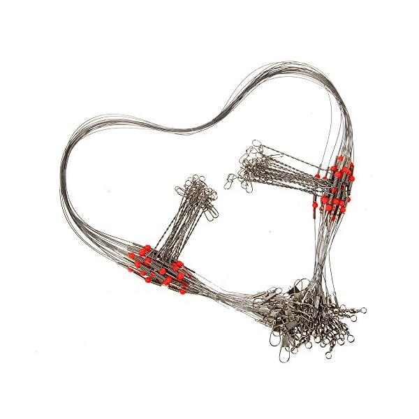 Airkoul-20X-Wire-Trace-Leader-Rig-Stainless-Steel-2-Arm-Fishing-Rigs-Tackle-Lure-Swivel