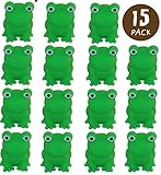 Cazenove Passover Frogs - Bag of 15 Plastic Squeaking Frogs, Soft Plastic Bright Green 10 Plague Frogs