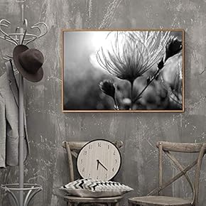 Floating Framed Canvas Wall Art for Living Room, Bedroom Black Flower Canvas Prints for Home Decoration Ready to Hang - 16x24 inches