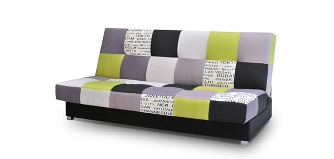 mb-moebel Patchwork Schlafsofa Kippsofa Sofa mit Schlaffunktion Klappsofa Bettfunktion mit Bettkasten Couchgarnitur Couch Sof