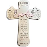SHAANT Personalized Wooden Baptism Cross Sign with Kidname, Custom name cross, Christening and Baptism gift for Girls and Boys, First Communion Gift, Custom Nursery Sign