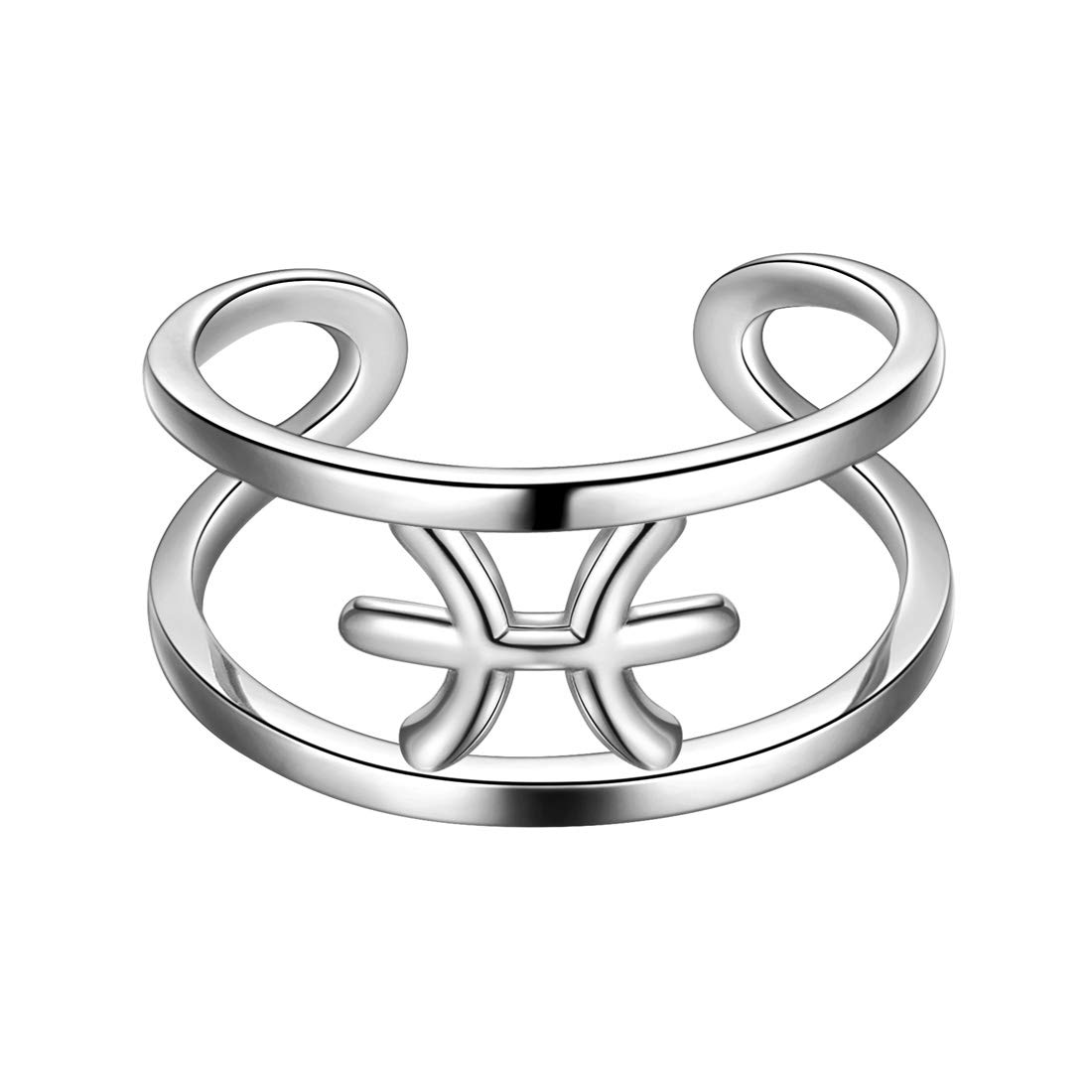 Fasjewly Zodiac Astrology Birthday Ring Pisces Constellation Horoscope White Gold Plated Jewellery Gift for Men and Women HR0002Y-W