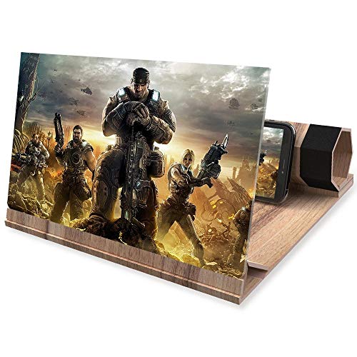 12''HD Foldable Screen Magnifier, VXSCAN Crude Wood Grain 3D Mobile Phone Screen Enlarger, Suitable for All Smartphones Watching Movie Videos - Thumbnail 6